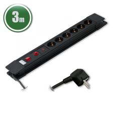 delight 6-os elosztó túláram védelemmel fekete 3m (20249) hosszabbító, elosztó