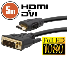 delight DVI-D (Dual Link) - HDMI kábel 5m Black aranyozott kábel és adapter