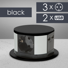 delight Elosztó - rejtett, 3-as + USB - fekete hosszabbító, elosztó