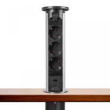 delight Motoros rejtett elosztó - ezüst 3 X 250V + 2 USB hosszabbító, elosztó
