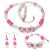 delight Pink Delight – Hegyikristály és achát exkluzív ásvány ékszerszett (nyaklánc + karkötő + fülbevaló...