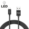 delight USB 2.0 kábel (A dugó / C dugó, 1 m, LED, fekete)