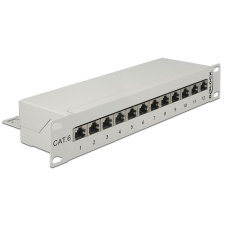 DELOCK 10 Patch Panel 12 portos Cat.6 szürke (43299) (DE43299) asztali számítógép kellék
