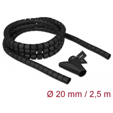 DELOCK 18836 Spirális kábelburkolat behúzó eszközzel 2.5 m x 20 mm Fekete kábel és adapter