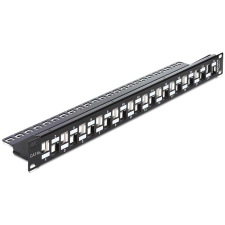 DELOCK 19" méretű, 24db lépcsőzetes elrendezésű porttal rendelkező Keystone patchpanel tehermentesít egyéb hálózati eszköz