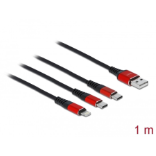 DELOCK 1 m hosszú, USB töltő kábel 3 az 1 A-típusú apa Lightning -, es 2 x USB Type-C csatlakozásho kábel és adapter
