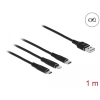 DELOCK 1 m hosszú, USB töltő kábel 3 az 1-ben Lightning -, Micro USB- és USB Type-C csatlakozáshoz,