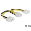 DELOCK 2 x 4 pin Molex (M) - 8 pin (M) EPS tápkábel 15 cm