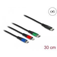 DELOCK 30 cm hosszú, usb töltő kábel 3 az 1 usb type-c apa lightning -, micro usb- és usb type-c csatlakozáshoz kábel és adapter
