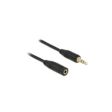 DELOCK 3,5 mm jack 3 pin hosszabbító kábel 0,5 m (fekete) kábel és adapter