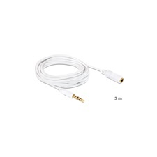 DELOCK 3,5 mm jack hosszabbító kábel (4 pin, fehér, 3 m) kábel és adapter