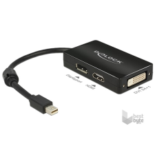 DELOCK 62623 passzív fekete adapter mini displayport apa &gt; Displayport / HDMI / DVI anya audió/videó kellék, kábel és adapter