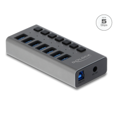 DELOCK 7 portos kapcsolós USB 3.0 HUB (63669) (delock63669) hub és switch