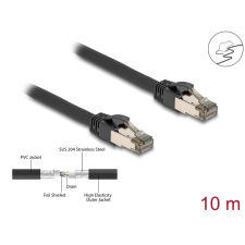 DELOCK 80244 U/FTP Cat6a RJ45 Flexibilis Patch kábel 10m - Fekete (80244) kábel és adapter
