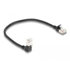 DELOCK 80303 S/FTP Cat6a 90° Patch kábel 0.25m - Fekete (80303) kábel és adapter