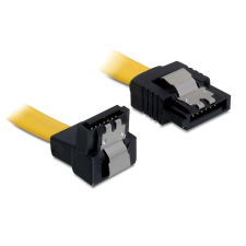 DELOCK 82474 lefele/egyenes sárga SATA (fémlappal) összekötő kábel - 0,3m kábel és adapter