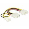 DELOCK 83658 4 pin apa > 1x 4 pin anya + 1x 3 pin apa kábel 14cm (83658)