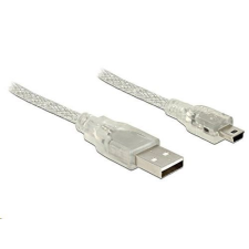 DELOCK 83904 USB 2.0 A &gt; USB 2.0 Mini-B kábel, 0,5 m áttetsző kábel és adapter