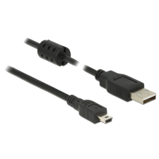 DELOCK 84915 USB 2.0 A - USB 2.0 Mini-B (apa - apa) kábel 3m - Fekete kábel és adapter