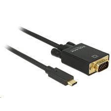 DELOCK 85262 USB Type-C &gt; VGA kábel 2 m, fekete kábel és adapter