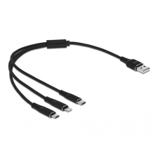 DELOCK 87152 3in1 USB-A apa - MicroUSB/USB-C/Lightning apa 2.0 Adat és töltőkábel - Fekete (0.3m) kábel és adapter