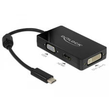 DELOCK adapter C-típusú USB-csatlakozó> VGA / HDMI / DVI aljzat fekete kábel és adapter