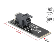 DELOCK Adapter, M.2 aljzat M nyílással > SFF-8643 NVMe 2260 kábel és adapter