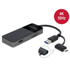 DELOCK Adapter USB 3.0 a 4K HDMI + VGA (64085) (64085) kábel és adapter