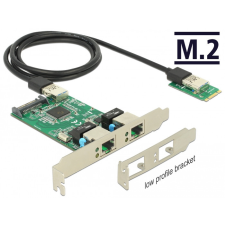 DELOCK Átalakító, M.2 aljzat B+M nyílással, csatlakozódugó &gt; 2 x Gigabit LAN alacsony profilú form kábel és adapter