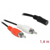 DELOCK Audio (Hang)kábel 2 x RCA apa 1 x 3,5 mm 3 tűs Sztereo Jack 1,4 m