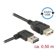 DELOCK Bővítő kábel EASY-USB 2.0-s A- típusú csatlakozódugó, ívelt bal / jobb &gt; USB 2.0 A-típusú hüv kábel és adapter