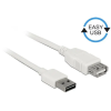 DELOCK Bovíto kábel EASY-USB 2.0-s A típusú csatlakozódugó > USB 2.0 A-típusú hüvely fehér 2 m