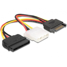 DELOCK Cable Power SATA 15 pin female > Molex 4 pi kábel és adapter
