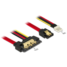 DELOCK Cable SATA 6Gb/s 7pin receptacle+Floppy 4pin power male&gt;SATA 22pin receptacle straight metal 30cm kábel és adapter