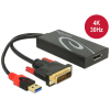 DELOCK Delock Adapter DVI-dugós csatlakozó > Displayport 1.2-csatlakozóhüvely fekete