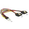 DELOCK DeLock Cable Power Floppy 4pin male > 2x SATA 15pin female metal 20cm