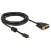 DELOCK DeLock HDMI cable Micro-D male > DVI-D (Dual Link) 24+1 male 2m Black