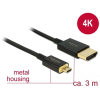 DELOCK DeLock High Speed HDMI with Ethernet - HDMI-A male > HDMI Micro-D male 3D 4K 3m Active Slim High Quality cable