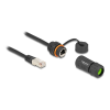 DELOCK Delock Kábel RJ45 apa - RJ45 anya Cat.6A beépített használatra M20 cérnával és házzal IP68 por és vízhatlan 25 cm, fekete színű