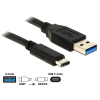 DELOCK Delock Kábel USB 10 Gbps (USB 3.1, Gen 2), A típusú csatlakozódugó > USB Type-C 1m hosszú fekete