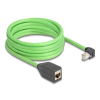 DELOCK Delock RJ45 hálózat bővítő kábel Cat.6A apa lefelé néző csatlakozódugóval - anya SF/UTP alkalmas kábelvezető láncokhoz PUR (TPU) 5 m zöld
