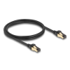 DELOCK Delock RJ45 hálózati kábel Cat.6A apa - apa S/FTP fekete 1 m - Cat.7 nyers kábellel, mely alkalmas bel- és kültéri használatra