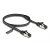 DELOCK Delock RJ45 lapos patch kábel apa - apa Cat.8.1 flexibilis 0,5 m fekete