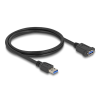 DELOCK Delock USB 5 Gbps kábel A-típusú USB apa A-típusú USB anya installációhoz 1 m, fekete