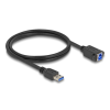 DELOCK Delock USB 5 Gbps kábel A-típusú USB apa B-típusú USB anya installációhoz 1 m, fekete