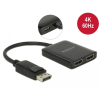 DELOCK DisplayPort 1.4 elosztó 1 x DisplayPort > 2 x HDMI MST