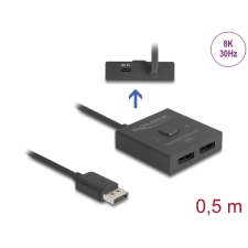 DELOCK DisplayPort 1.4 Elosztó Fekete 50cm 18906 kábel és adapter