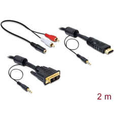 DELOCK DVI-D - HDMI + Sound male-male 2m (84455) kábel és adapter