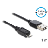  Delock EASY-USB 2.0 -A apa > USB 2.0 micro-B apa kábel, 1 m