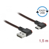 DELOCK EASY-USB 2.0 kábel A-típusú csatlakozódugó - USB Type-C csatlakozódugó, ívelt bal / jobb, 1,